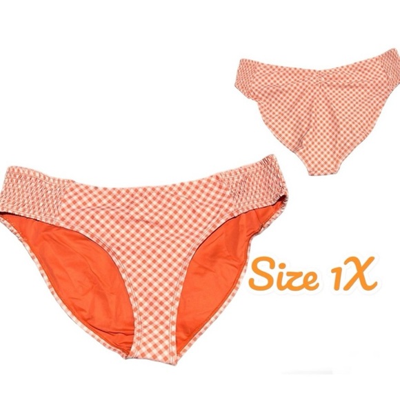 Time and Tru Women's Plus Size 1X (16W-18W) Mid-Rise Smocked Bikini Swim Bottoms - Picture 2 of 10